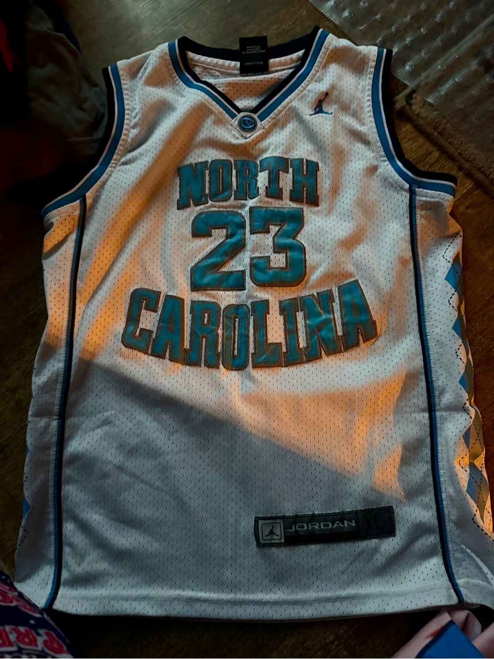 Jordan White and Carolina Blue North Carolina #23 Basketball Jersey